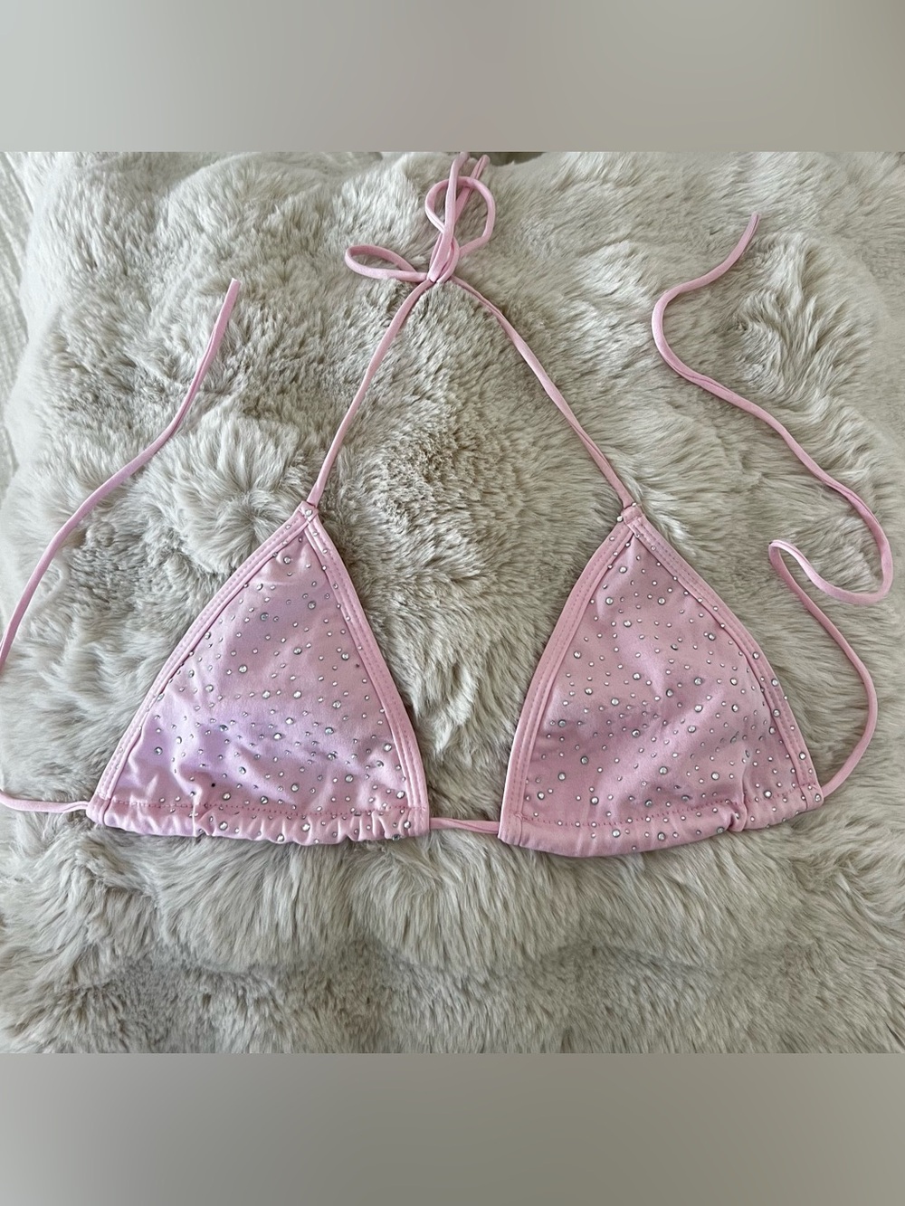 Rhinestone pink bikini top